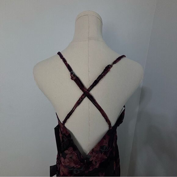 NWT Lulu's Black Floral Asían Print Velvet XL Maxi Babydoll Dress Fairy Whimsi - Picture 11 of 15